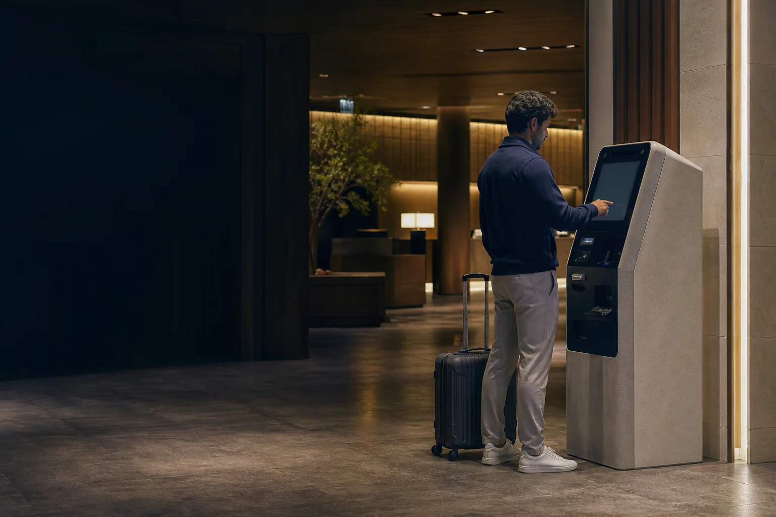 ホテルロビーに設置された外貨両替機