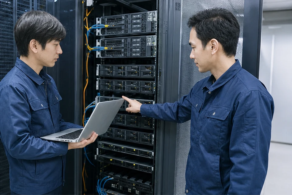 GPUサーバーの仕様を確認する技術担当者
