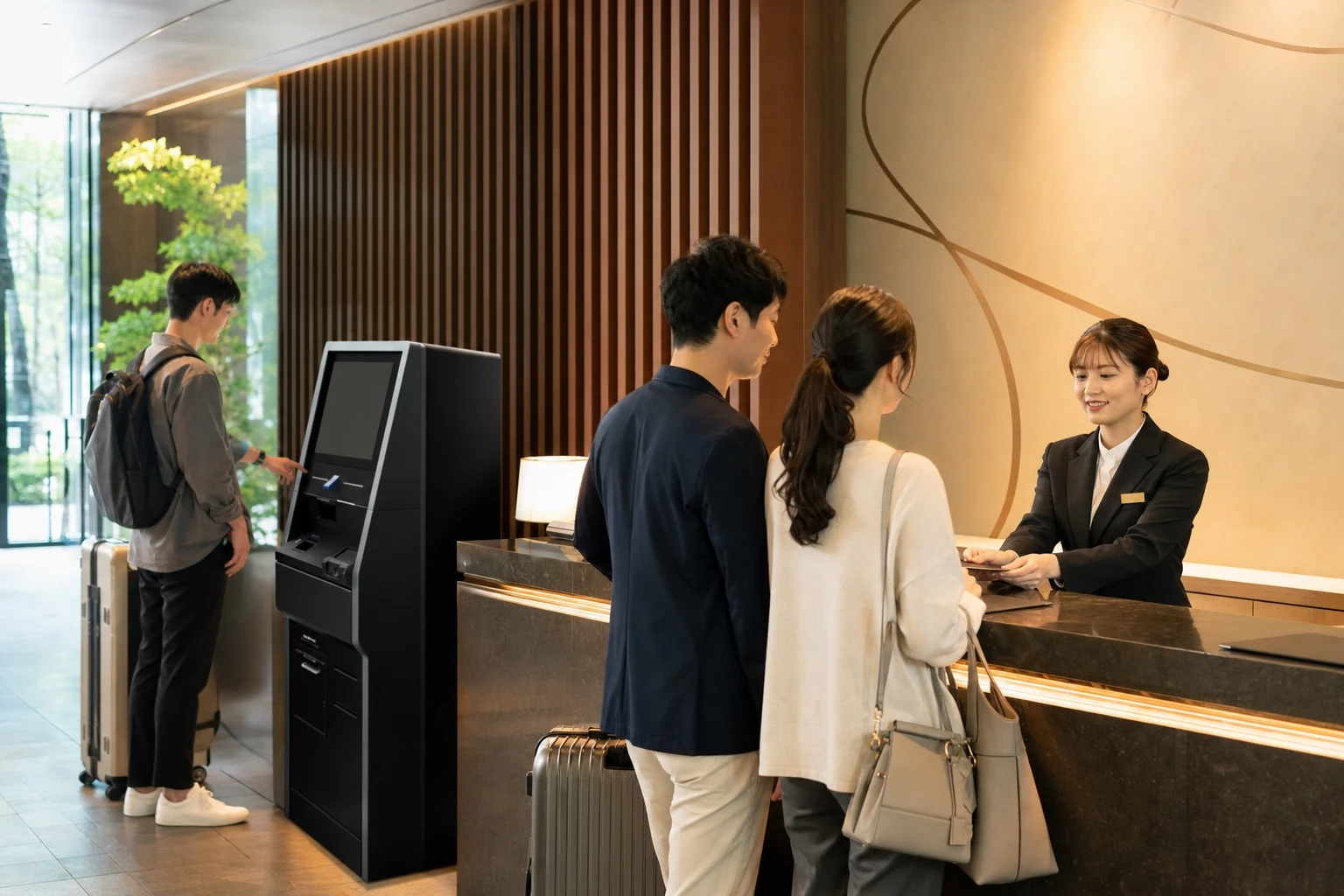 受付業務に集中するホテルスタッフ