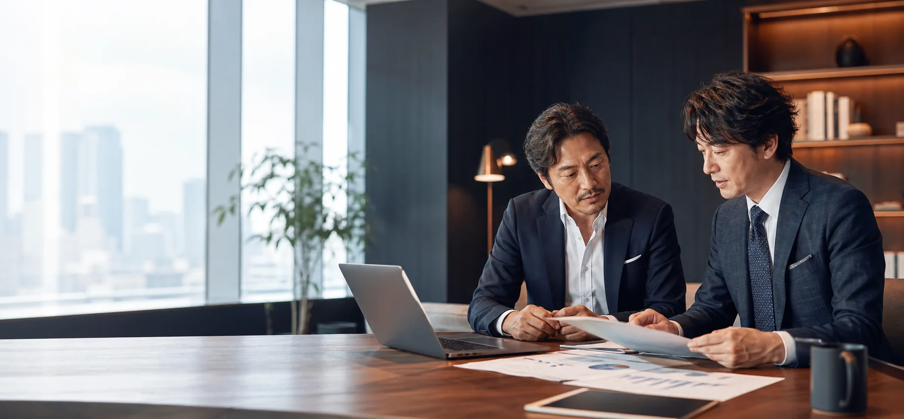 経営戦略を資料とデータから検討するビジネスパーソン